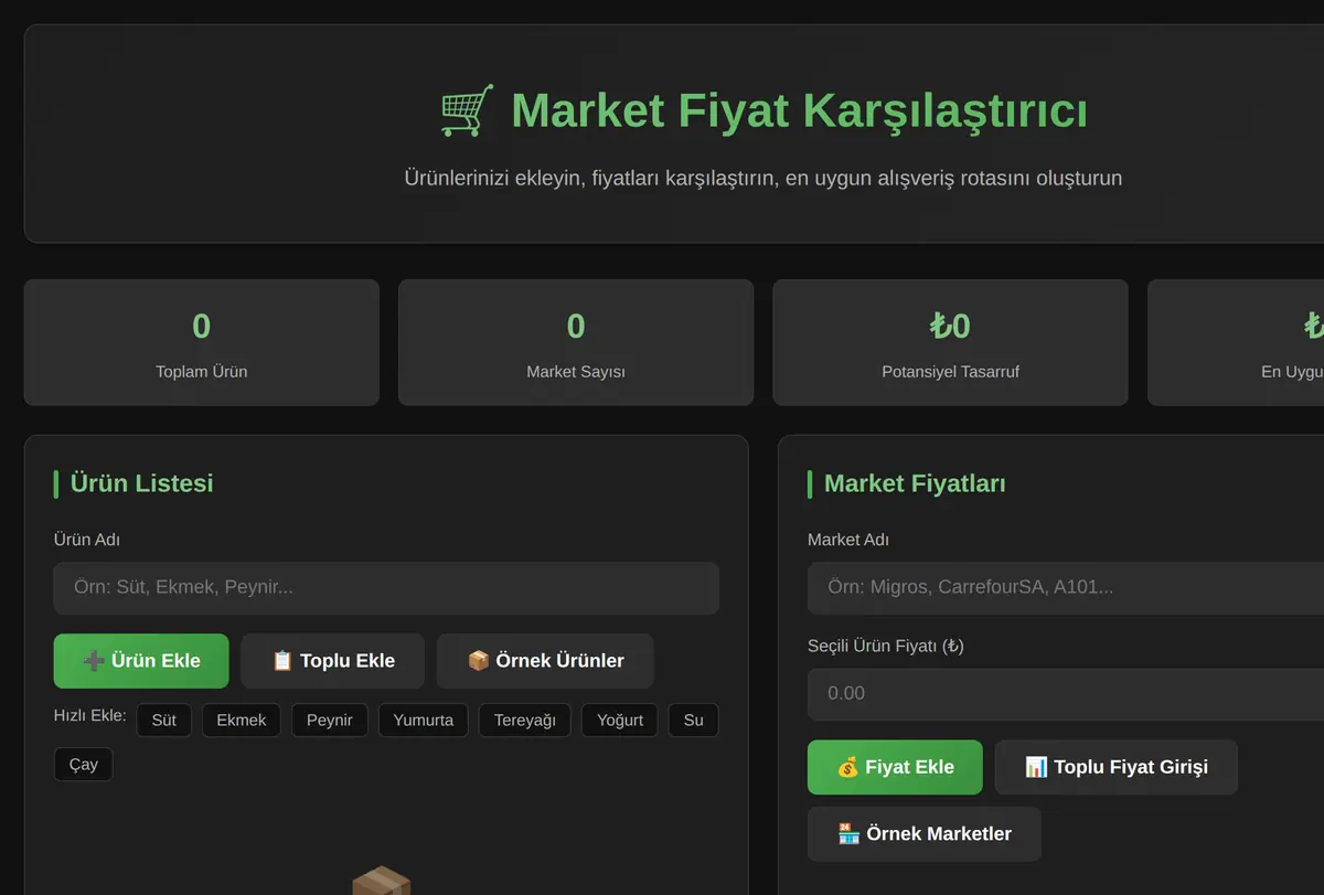 Market Fiyat Karşılaştırıcı ve Rota Oluşturucu ekran görüntüsü