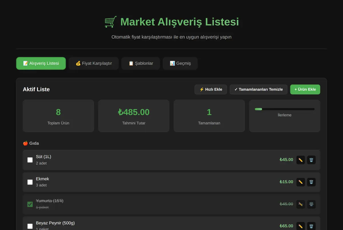 Market Alışveriş Listesi ve Fiyat Karşılaştırıcı ekran görüntüsü 2