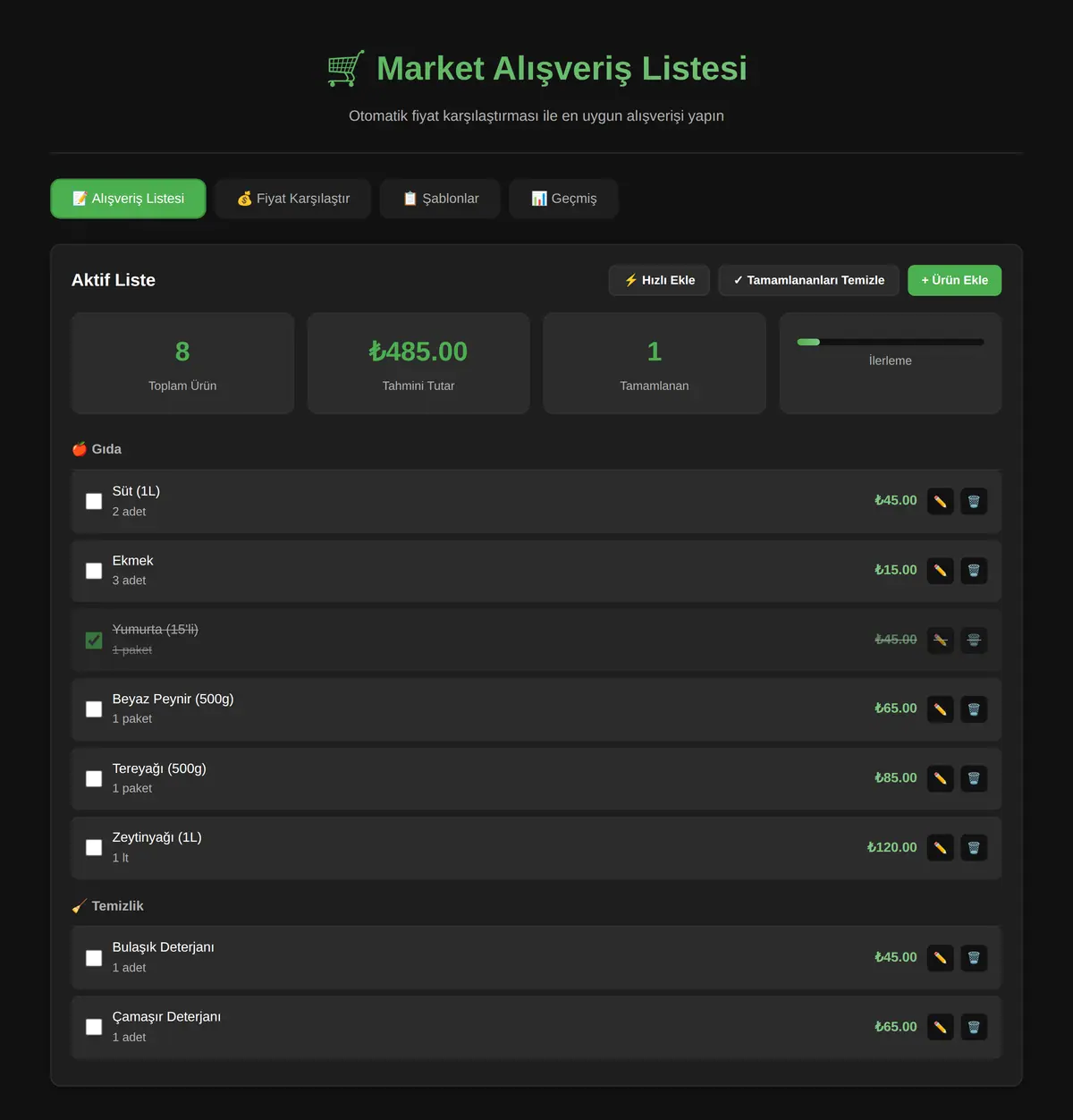 Market Alışveriş Listesi ve Fiyat Karşılaştırıcı ekran görüntüsü 3