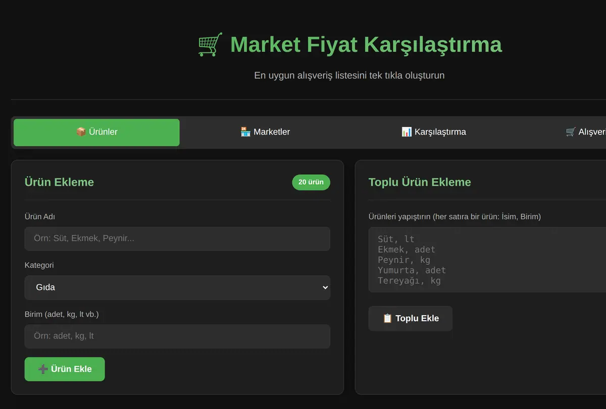 Market Fiyat Karşılaştırma ve Alışveriş Listesi ekran görüntüsü