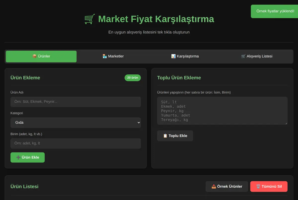 Market Fiyat Karşılaştırma ve Alışveriş Listesi ekran görüntüsü 2