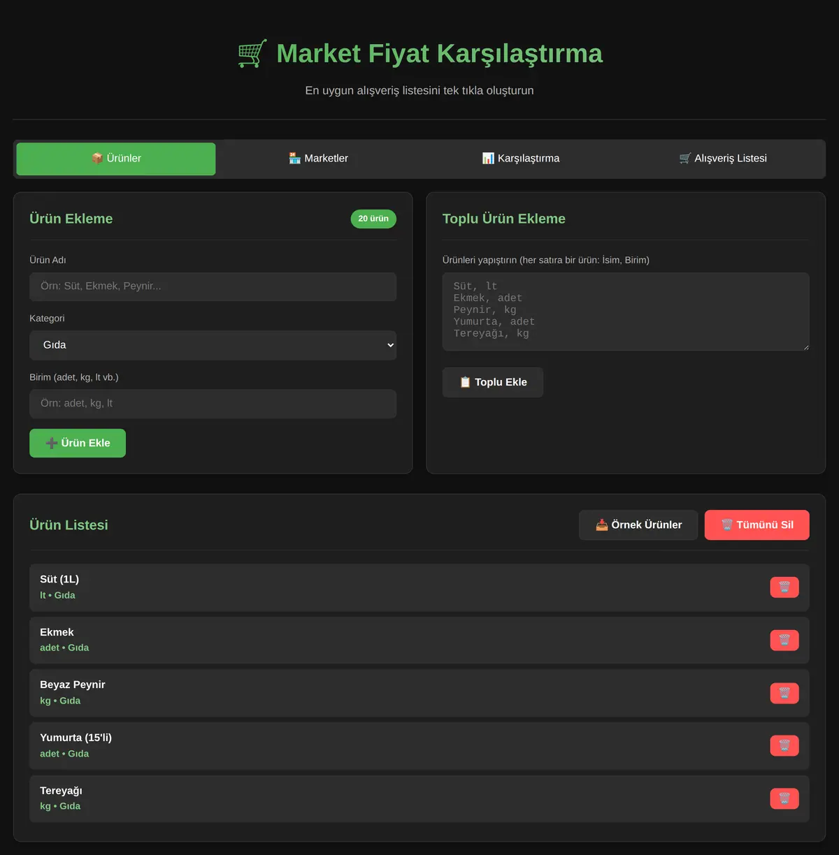 Market Fiyat Karşılaştırma ve Alışveriş Listesi ekran görüntüsü 3