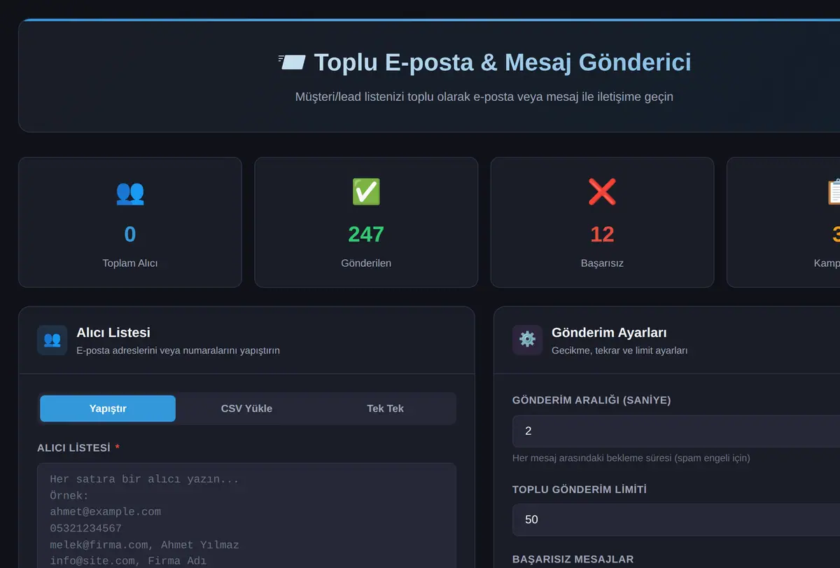 Toplu E-posta & Mesaj Gönderici ekran görüntüsü