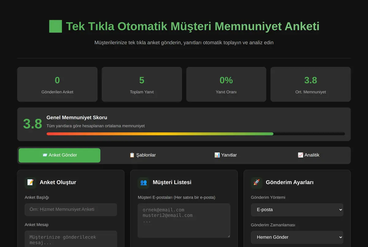 Tek Tıkla Otomatik Müşteri Memnuniyet Anketi Gönderme Aracı ekran görüntüsü 2