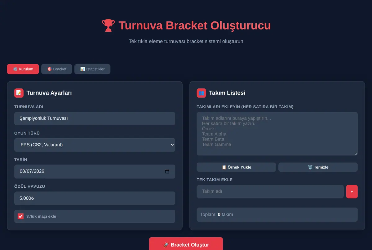 Turnuva Bracket Oluşturucu ekran görüntüsü 2