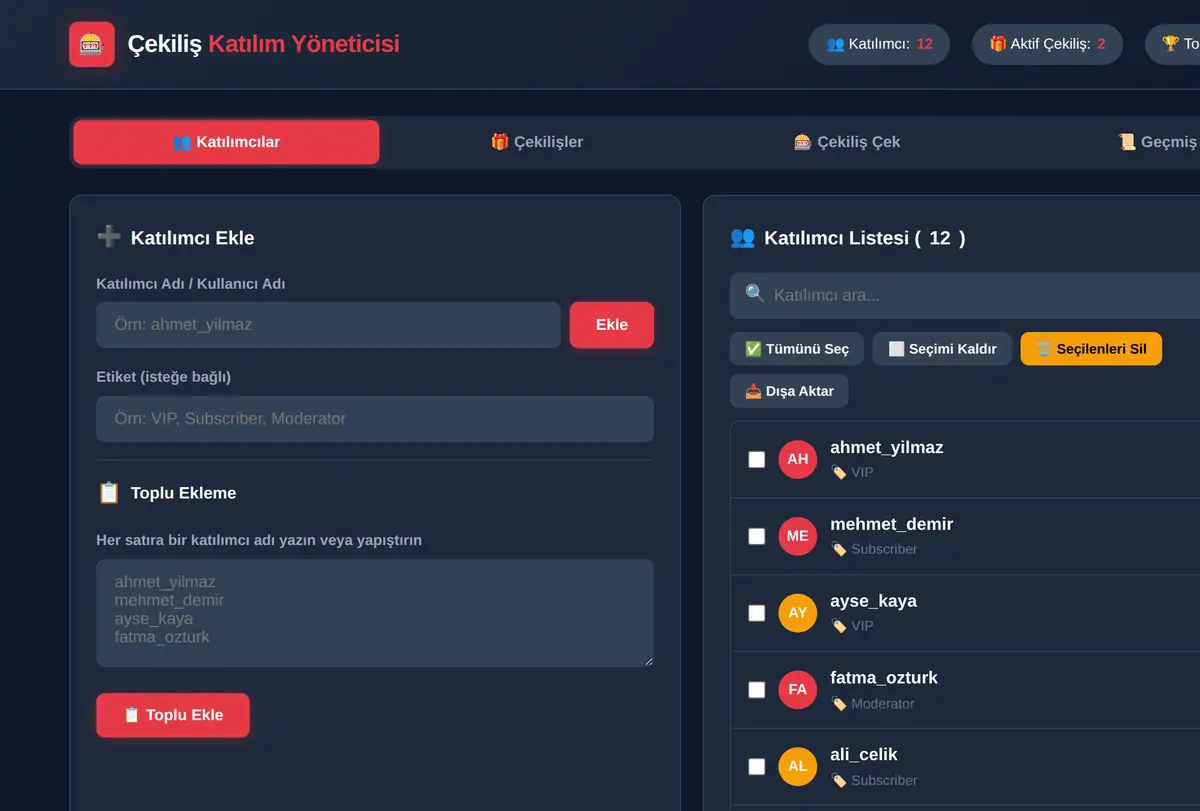 Çekiliş Katılım Yöneticisi ekran görüntüsü