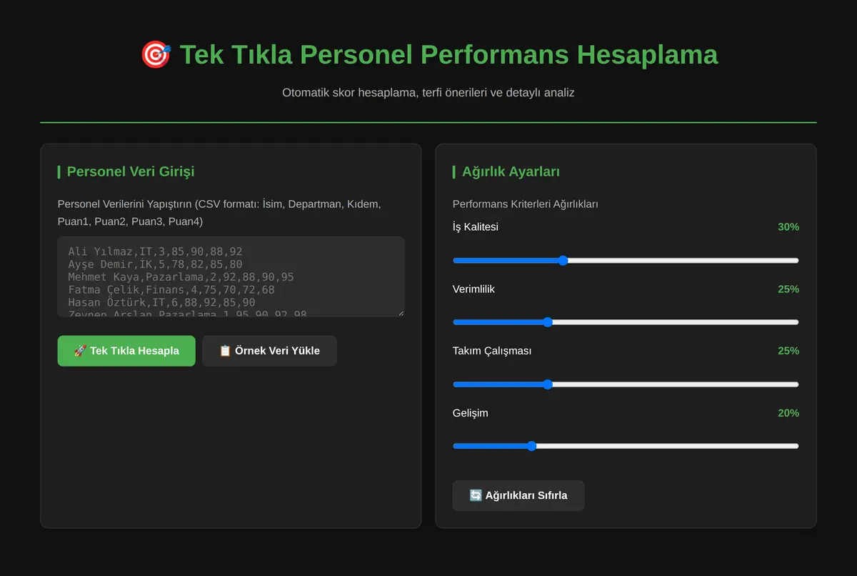 Tek Tıkla Personel Performans Hesaplama ve Terfi Önerisi ekran görüntüsü 2
