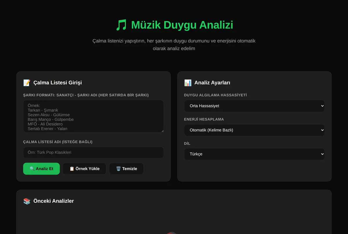 Müzik Duygu Analizi: Çalma Listesi Ruh Hali Eşleme ekran görüntüsü 2
