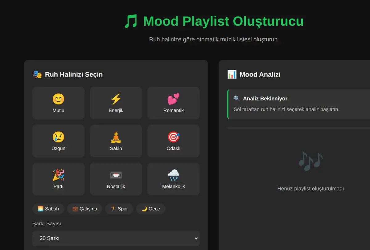 Mood Playlist Oluşturucu ekran görüntüsü
