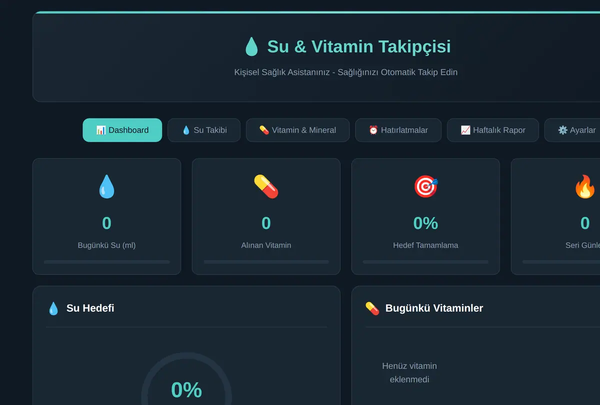 Su & Vitamin Takipçisi - Kişisel Sağlık Asistanı ekran görüntüsü
