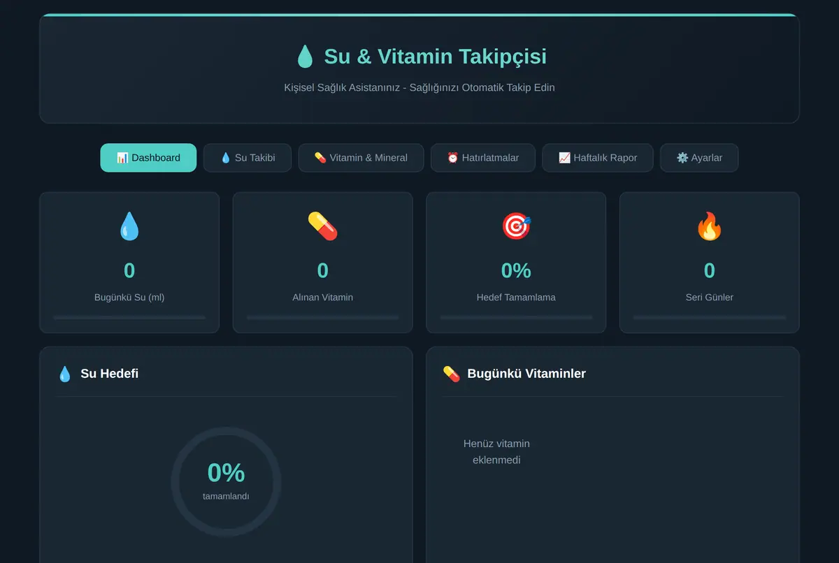 Su & Vitamin Takipçisi - Kişisel Sağlık Asistanı ekran görüntüsü 2