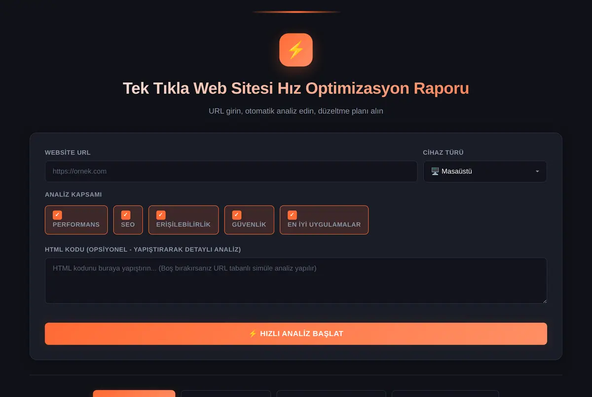 Tek Tıkla Web Sitesi Hız Optimizasyon Raporu ekran görüntüsü 2