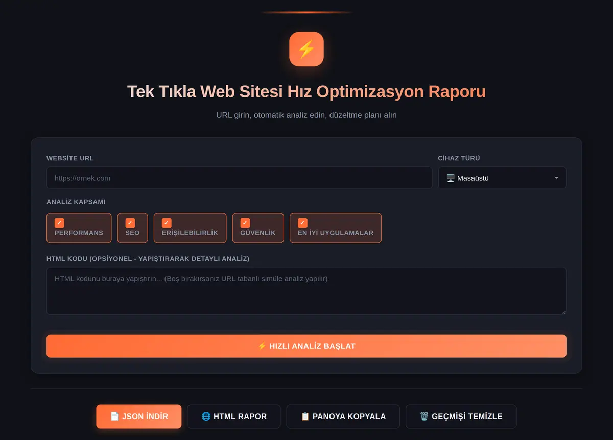 Tek Tıkla Web Sitesi Hız Optimizasyon Raporu ekran görüntüsü 3