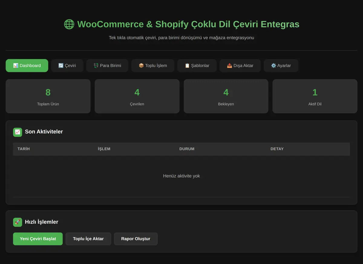 WooCommerce & Shopify Çoklu Dil Çeviri Entegras ekran görüntüsü 3