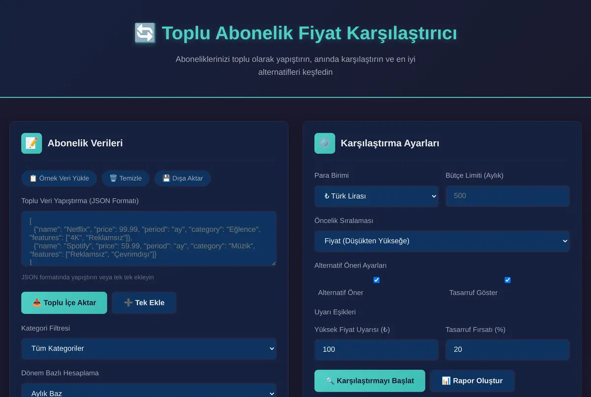 Toplu Abonelik Fiyat Karşılaştırıcı & Alternatif Önerici ekran görüntüsü 2