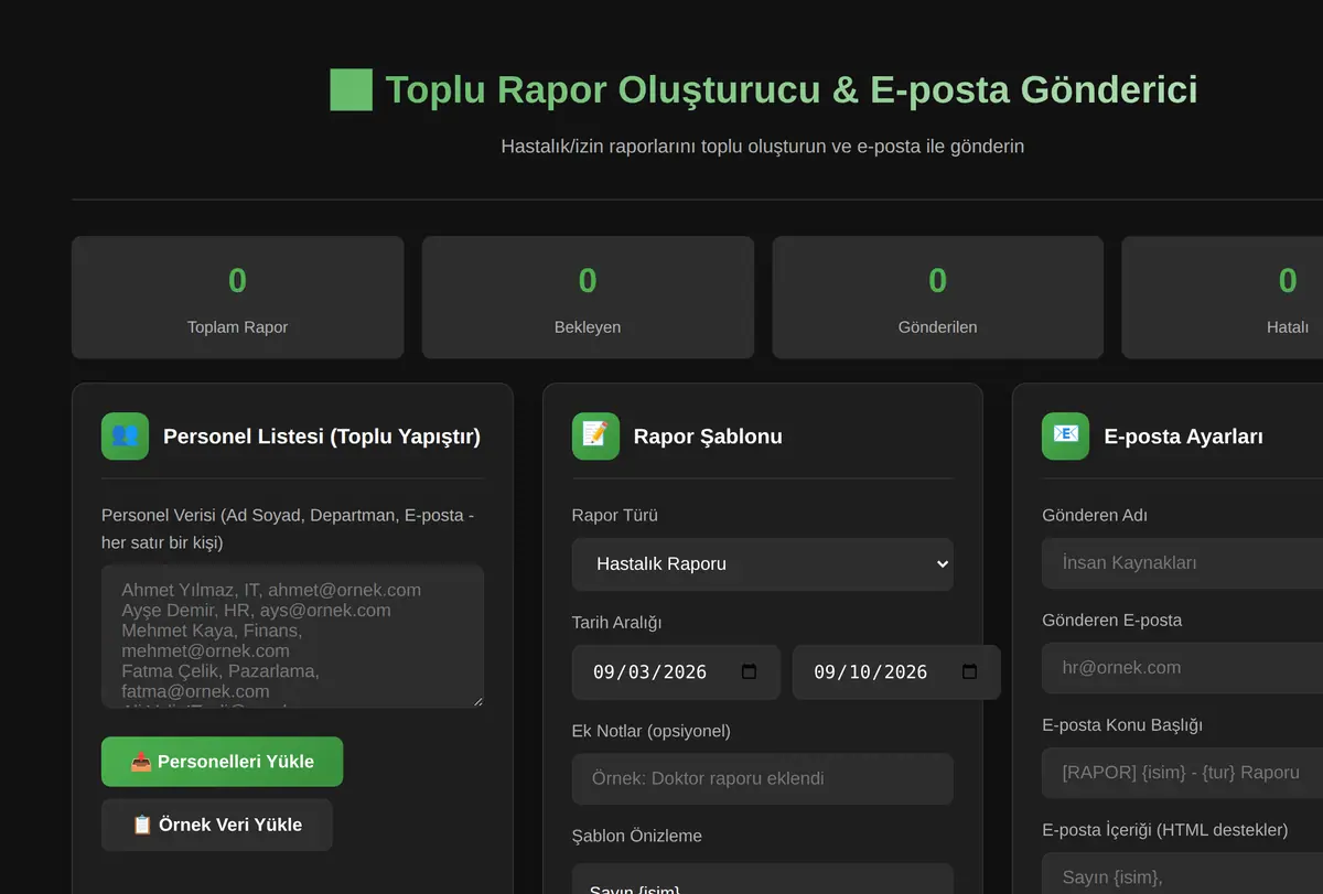 Toplu Rapor Oluşturucu & E-posta Gönderici ekran görüntüsü