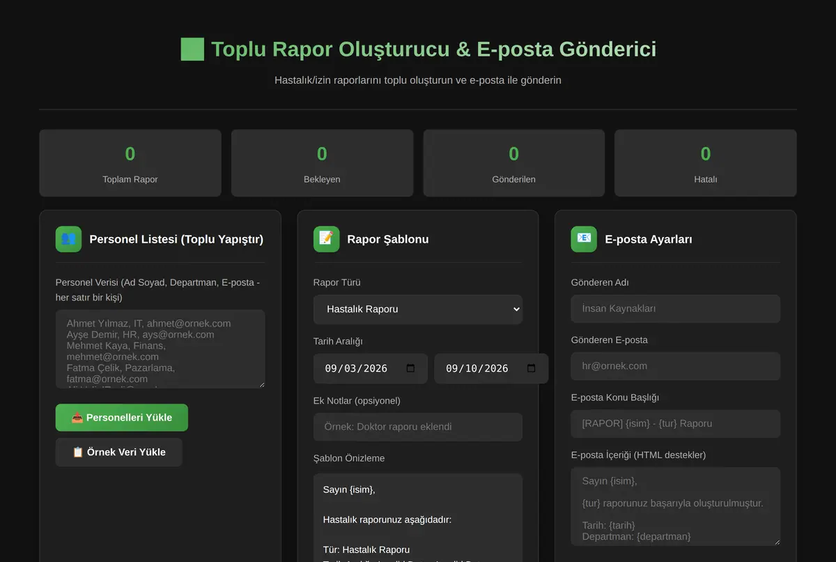 Toplu Rapor Oluşturucu & E-posta Gönderici ekran görüntüsü 2