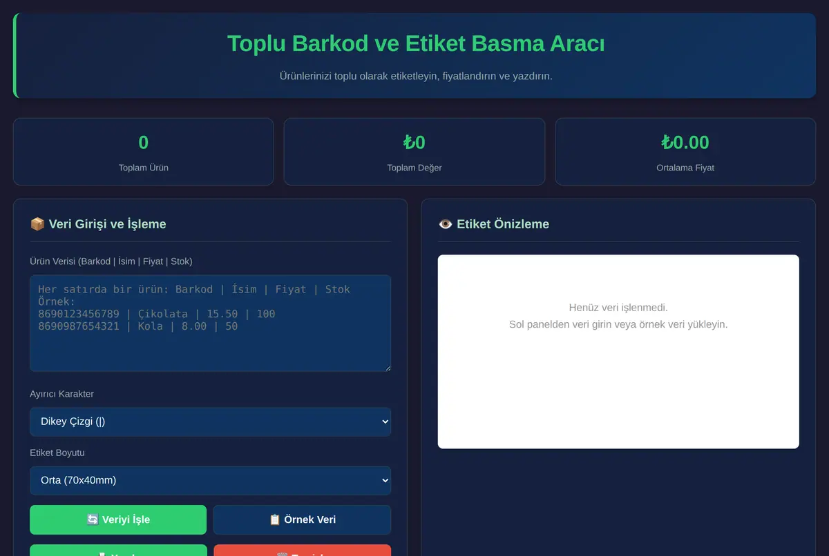 Toplu Barkod ve Etiket Basma Aracı ekran görüntüsü 2