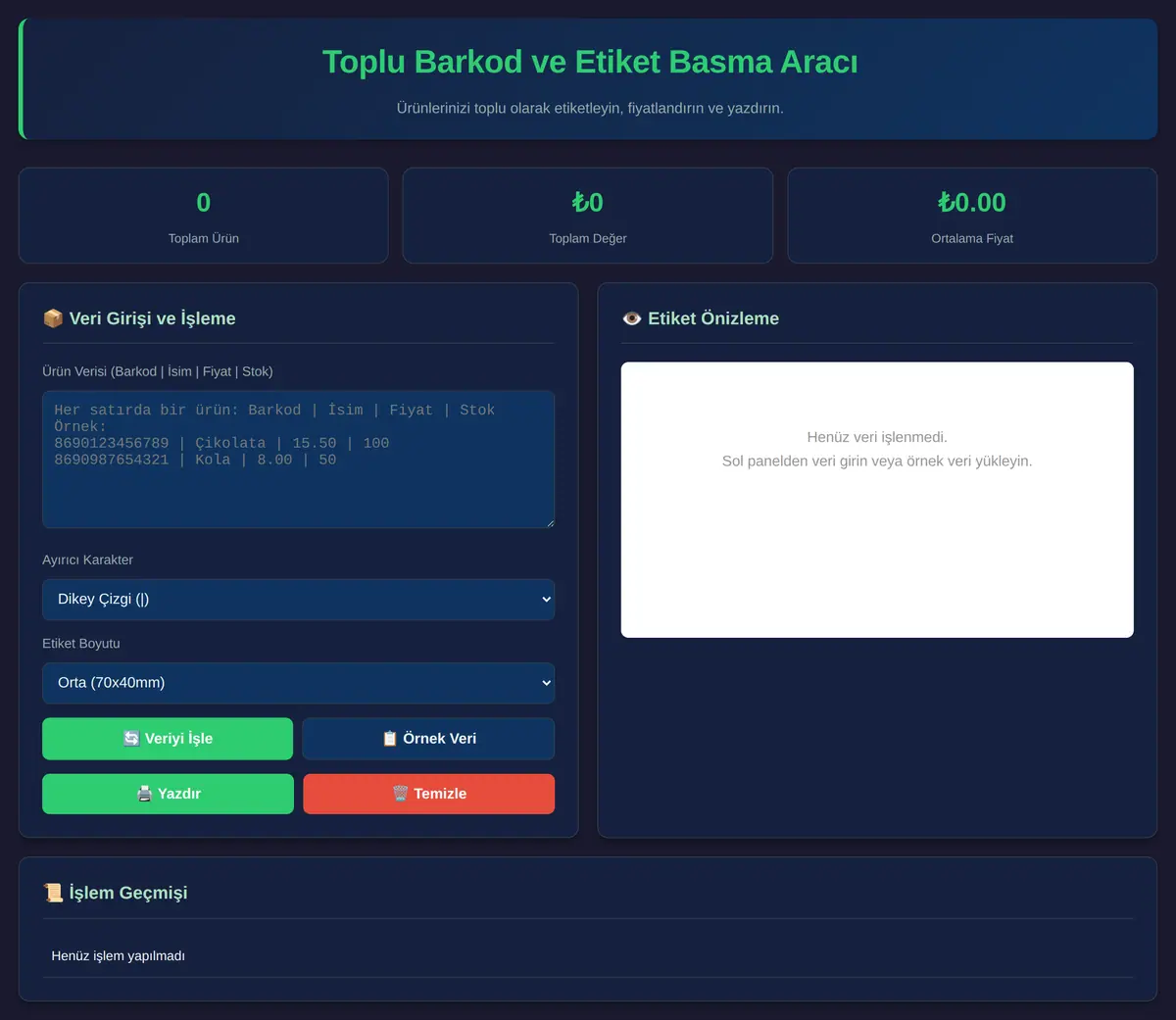 Toplu Barkod ve Etiket Basma Aracı ekran görüntüsü 3