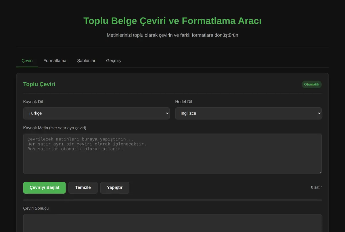 Toplu Belge Çeviri ve Formatlama Aracı ekran görüntüsü 2