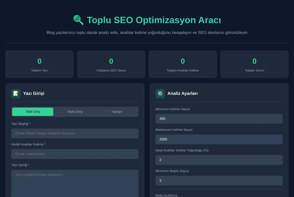 Toplu SEO Optimizasyon Aracı ekran görüntüsü 2