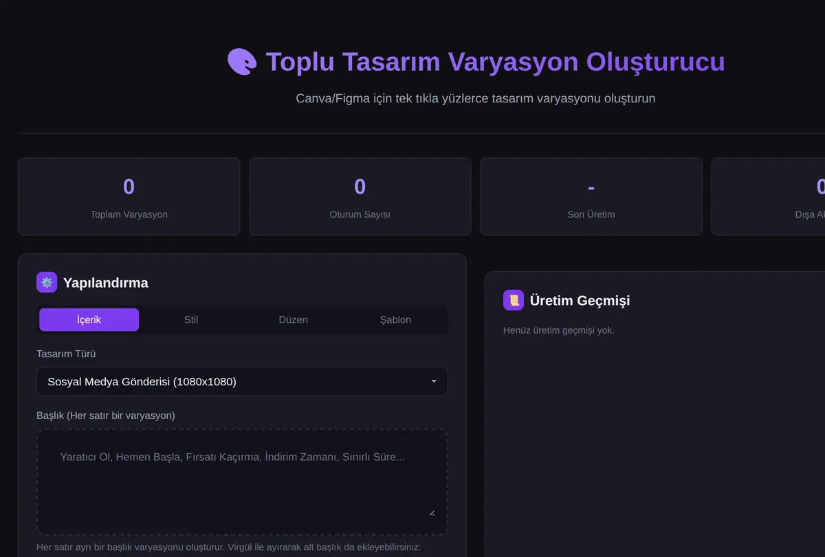 Toplu Tasarım Varyasyon Oluşturucu ekran görüntüsü