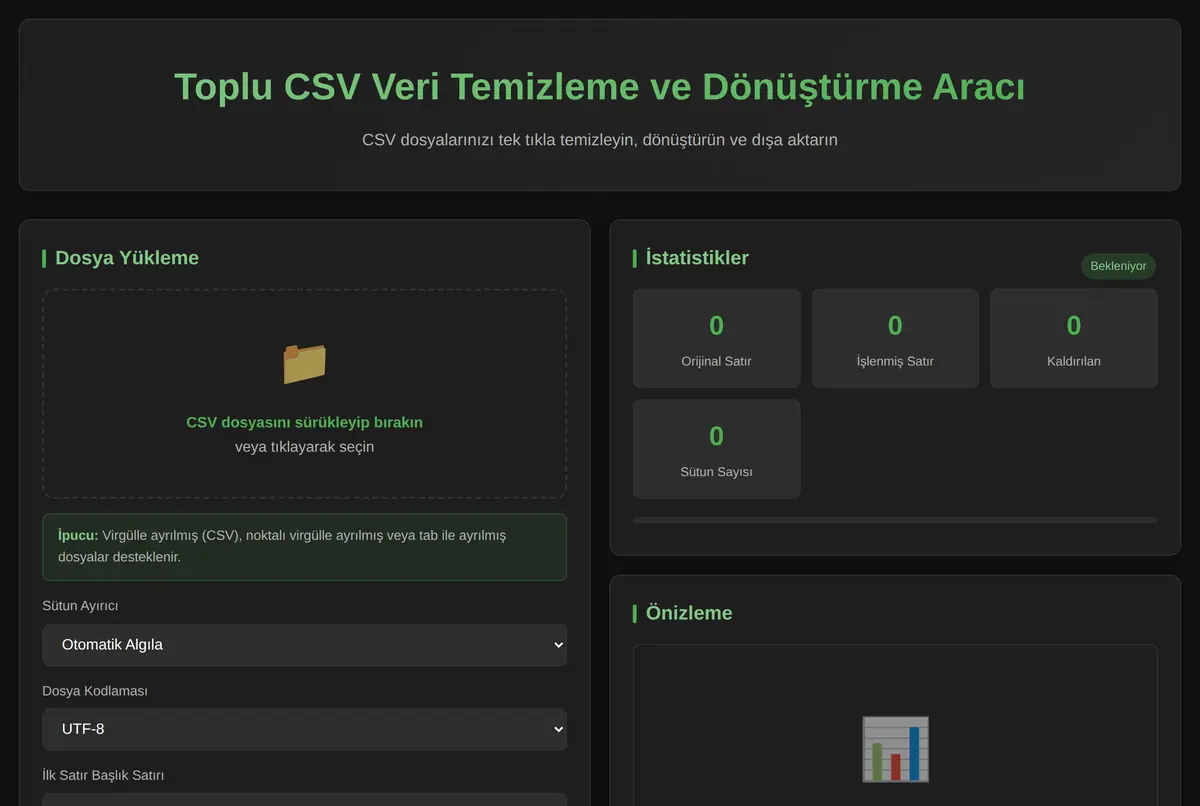 Toplu CSV Veri Temizleme ve Dönüştürme Aracı ekran görüntüsü 2
