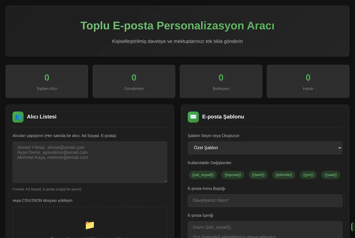Toplu E-posta Personalizasyon Aracı ekran görüntüsü 2