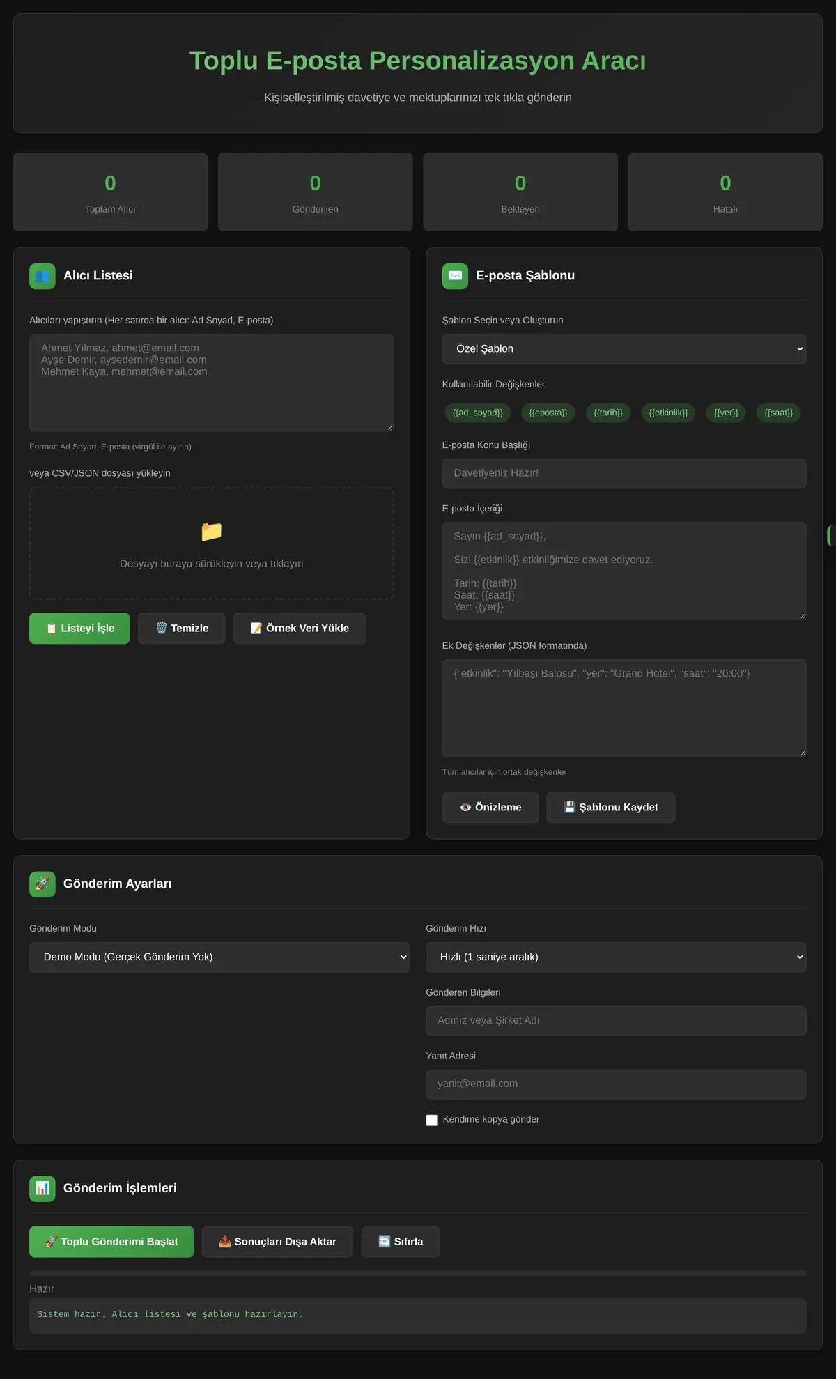 Toplu E-posta Personalizasyon Aracı ekran görüntüsü 3