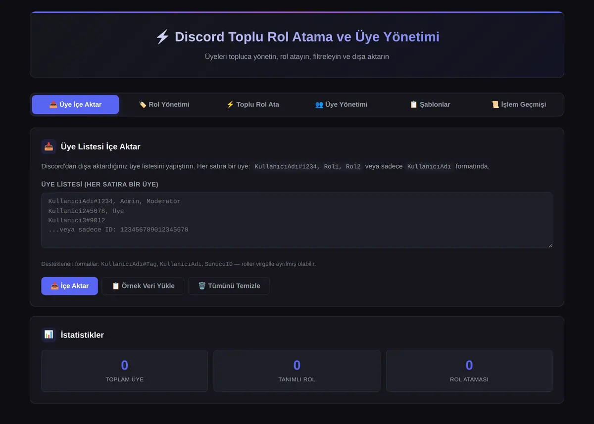 Discord Toplu Rol Atama ve Üye Yönetimi Aracı ekran görüntüsü 3