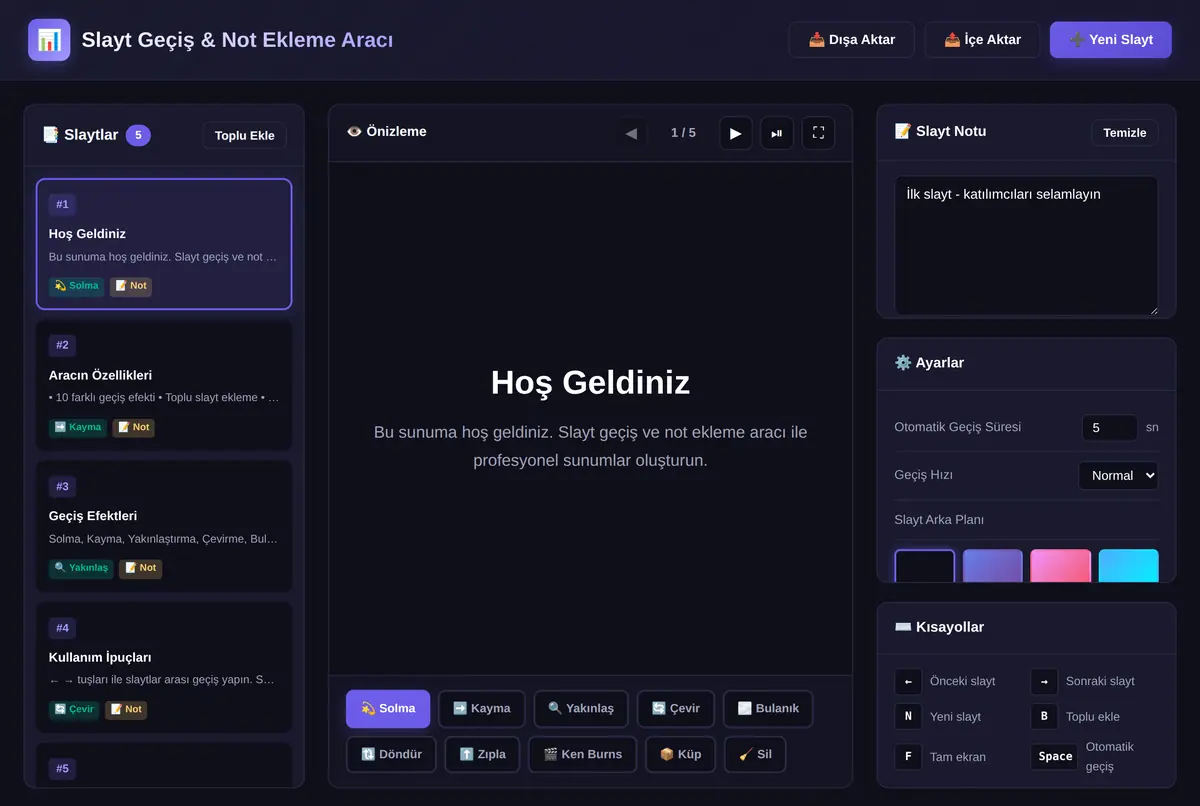 Slayt Geçiş & Not Ekleme Aracı ekran görüntüsü 2