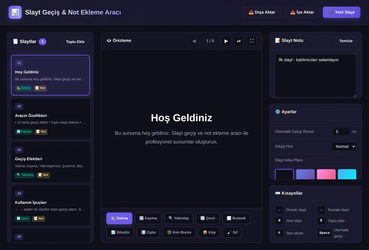 Slayt Geçiş & Not Ekleme Aracı ekran görüntüsü 3