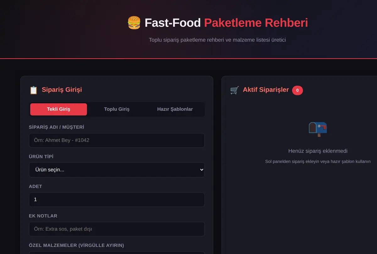 Fast-Food Paketleme Rehberi & Malzeme Listesi ekran görüntüsü