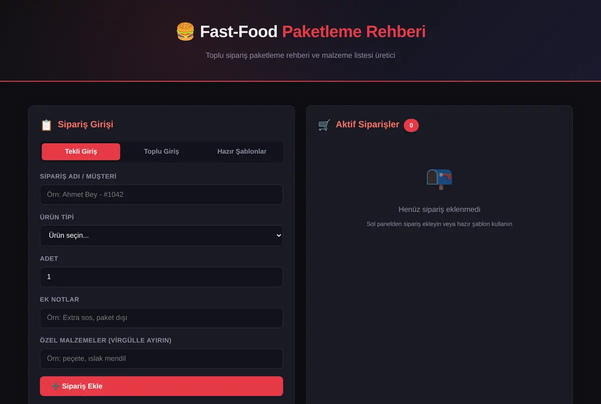 Fast-Food Paketleme Rehberi & Malzeme Listesi ekran görüntüsü 2