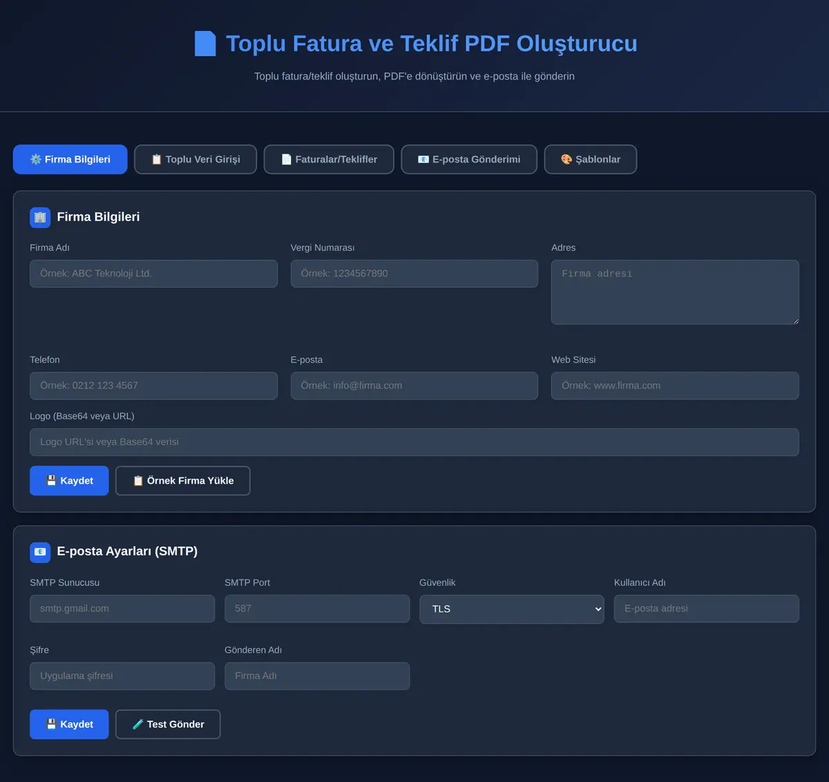 Toplu Fatura ve Teklif PDF Oluşturucu ekran görüntüsü 3