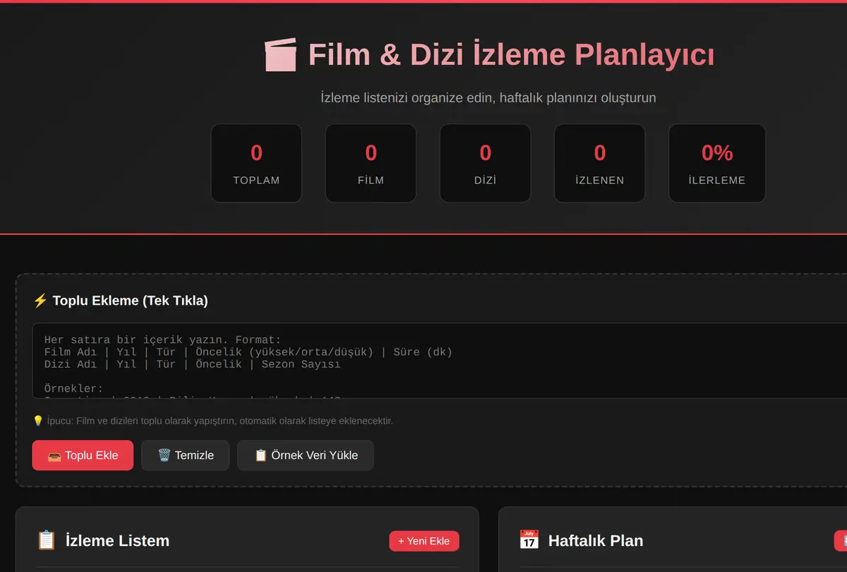 Film & Dizi İzleme Planlayıcı ekran görüntüsü