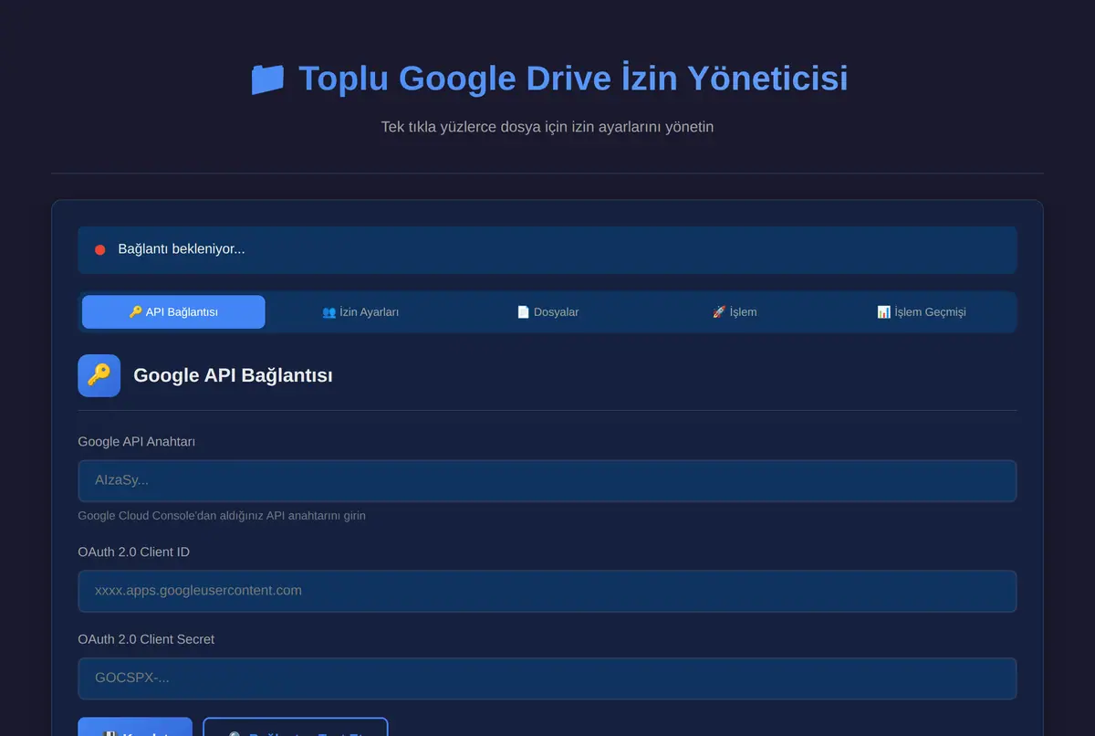 Toplu Google Drive İzin Yöneticisi ekran görüntüsü 2