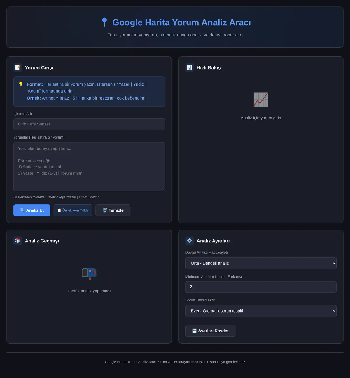 Google Harita Yorum Analiz Aracı ekran görüntüsü 3