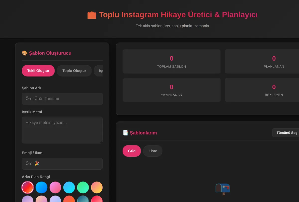 Toplu Instagram Hikaye Üretici & Planlayıcı ekran görüntüsü