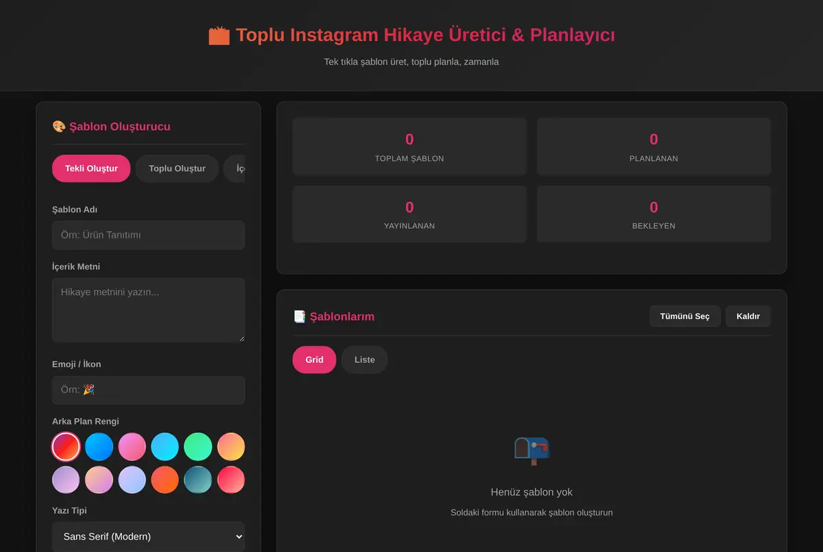 Toplu Instagram Hikaye Üretici & Planlayıcı ekran görüntüsü 2