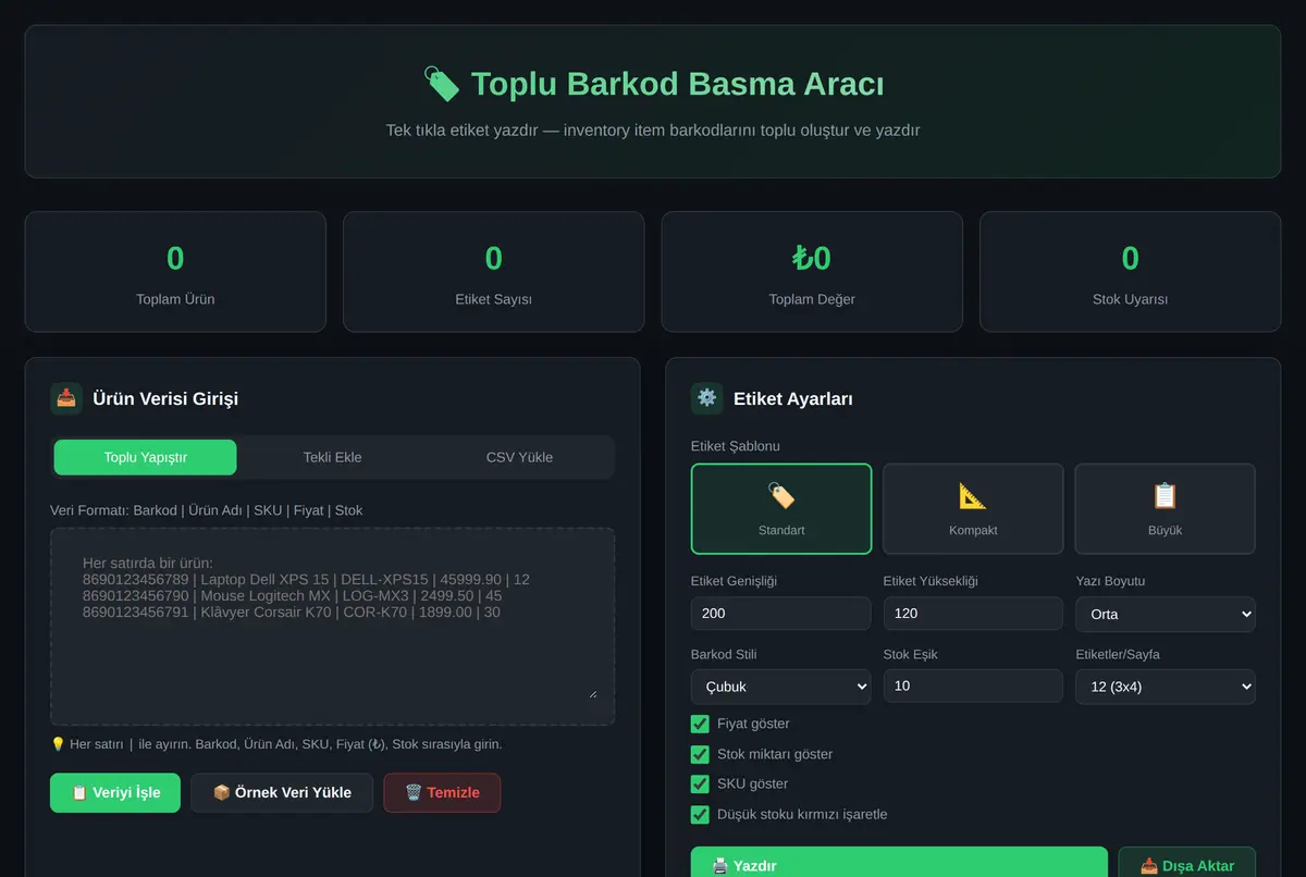 Toplu Barkod Basma Aracı - Tek Tıkla Etiket Yaz ekran görüntüsü 2