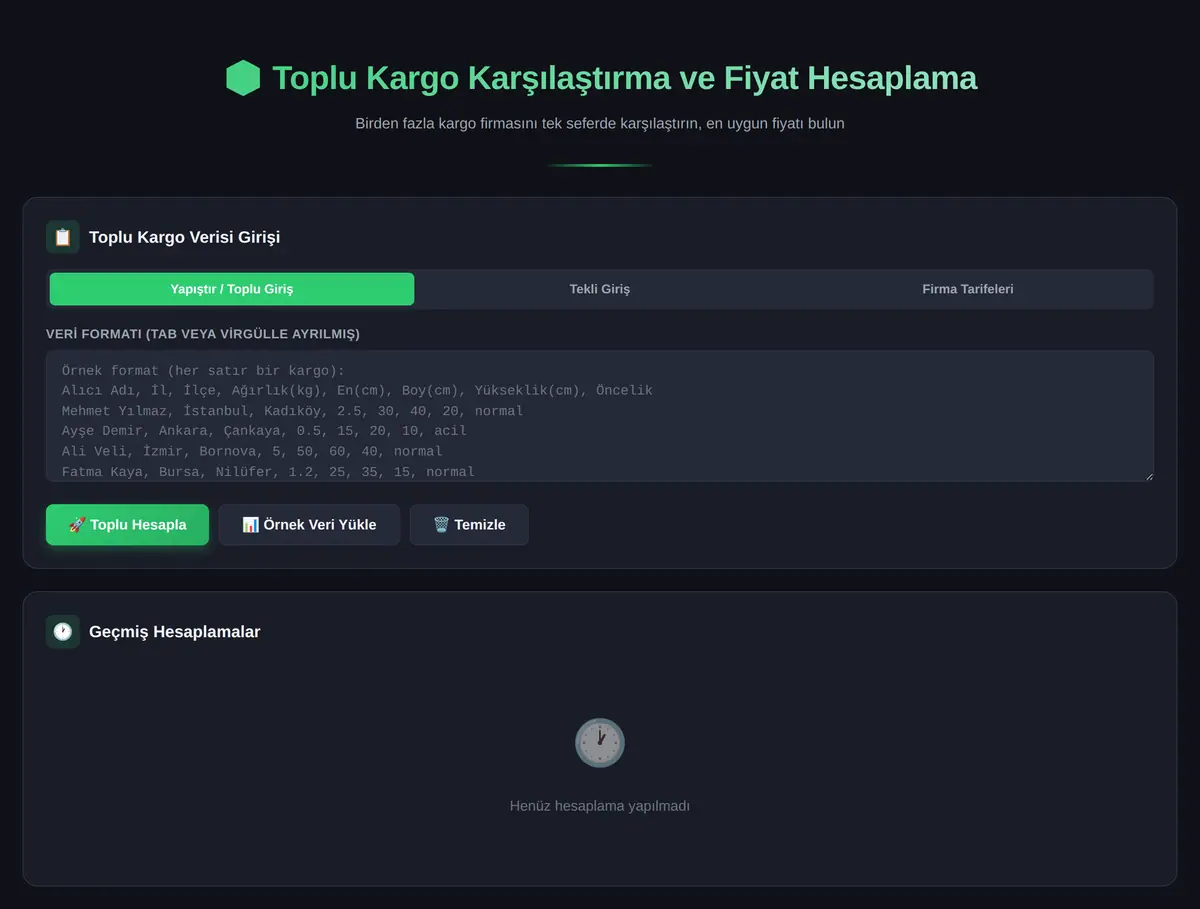 Toplu Kargo Karşılaştırma ve Fiyat Hesaplama Aracı ekran görüntüsü 3