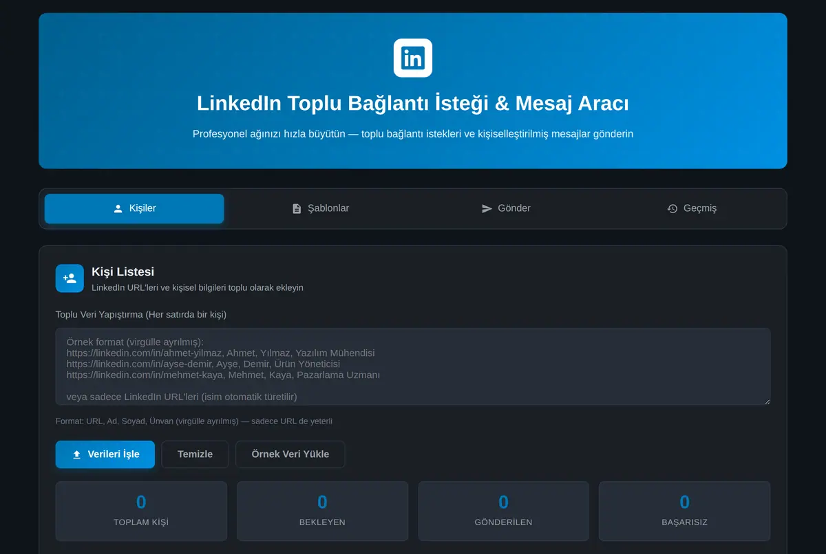 LinkedIn Toplu Bağlantı İsteği & Mesaj Aracı ekran görüntüsü 2