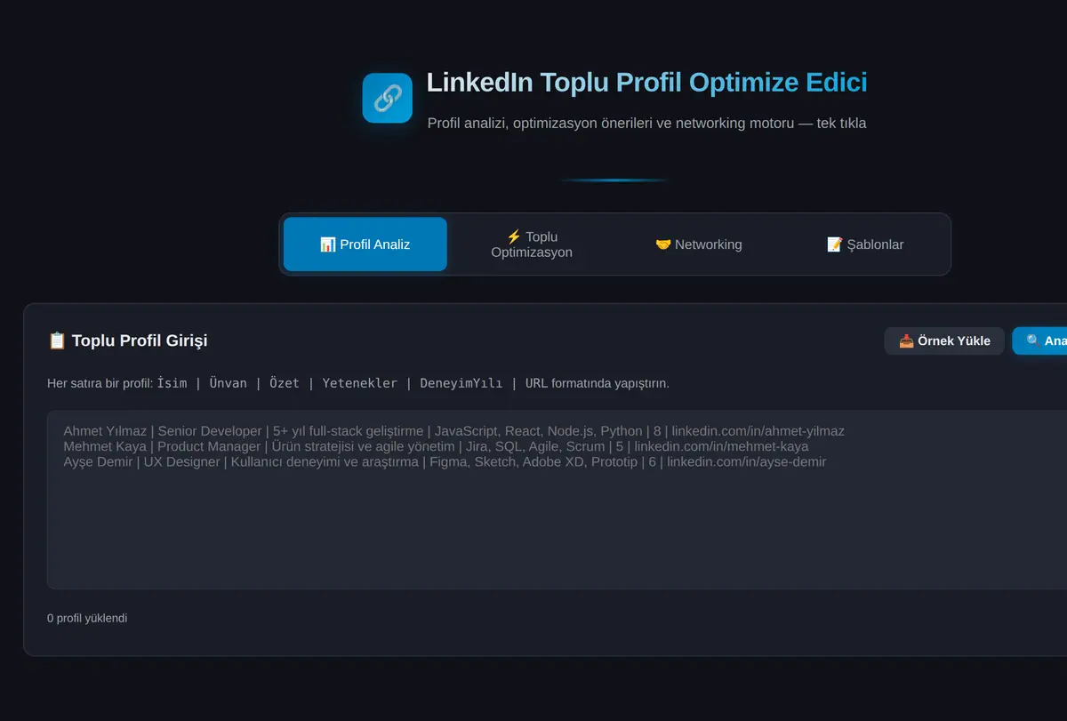 LinkedIn Toplu Profil Optimize Edici ekran görüntüsü