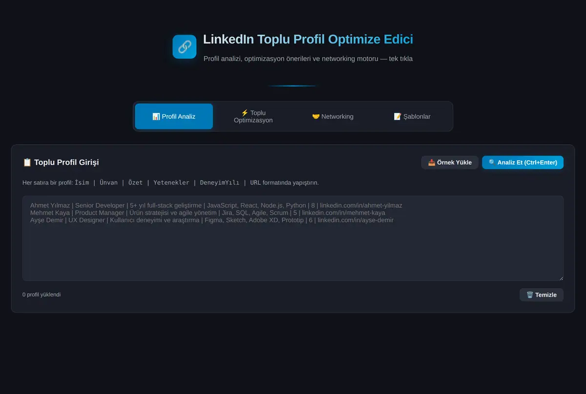 LinkedIn Toplu Profil Optimize Edici ekran görüntüsü 2