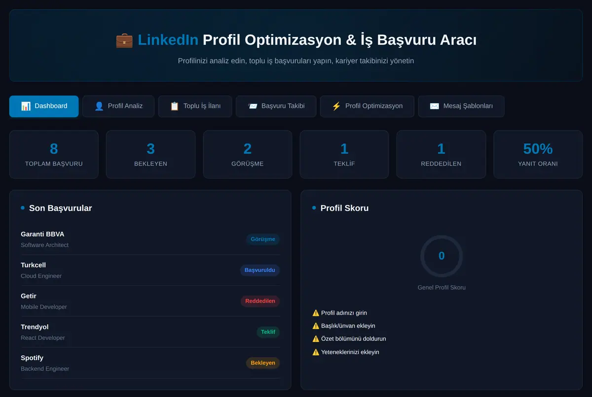 LinkedIn Profil Optimizasyon & İş Başvuru Aracı ekran görüntüsü 2