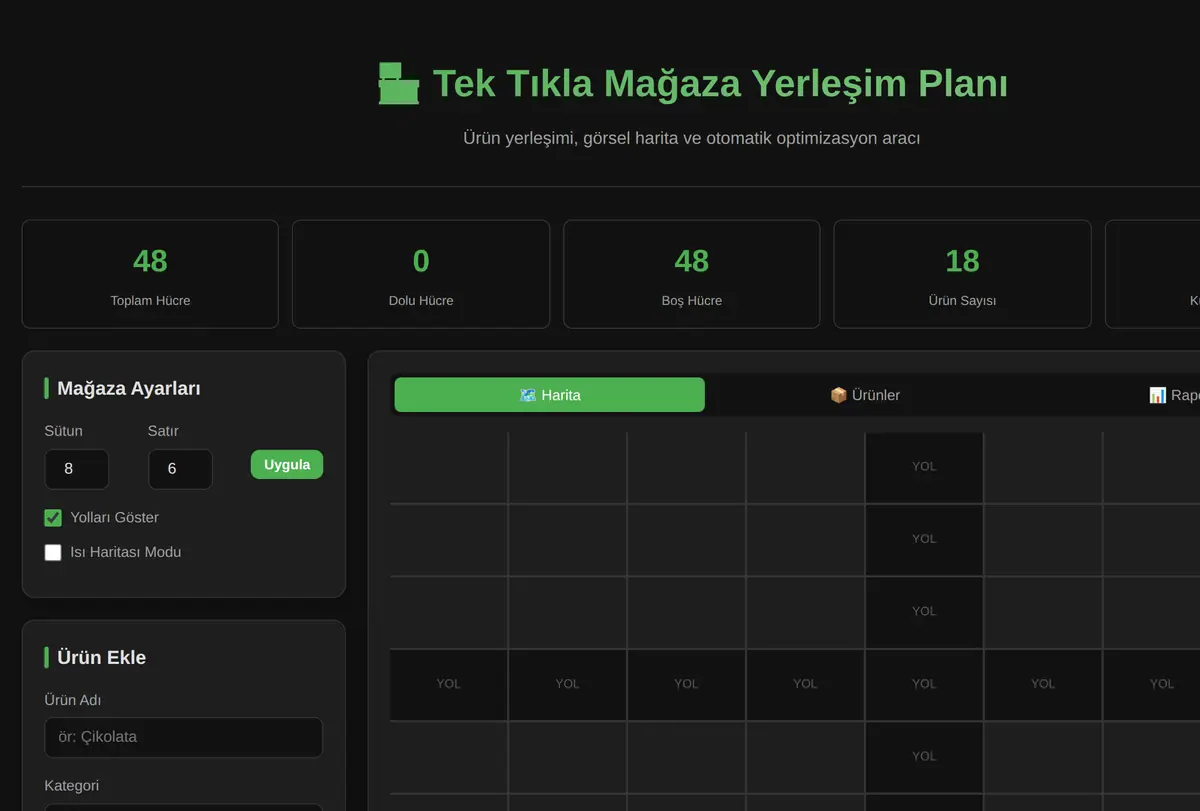 Tek Tıkla Mağaza Yerleşim Planı ve Görsel Harita ekran görüntüsü