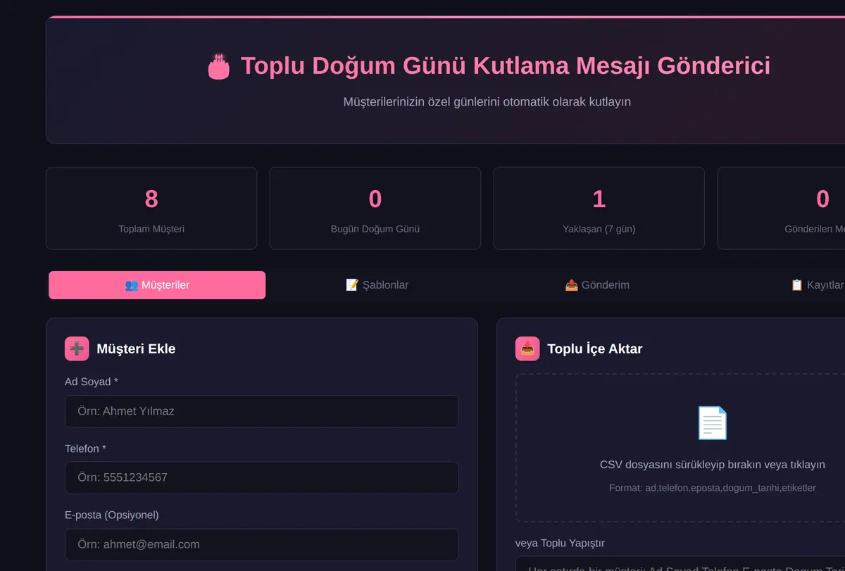 Toplu Doğum Günü Kutlama Mesajı Gönderici ekran görüntüsü