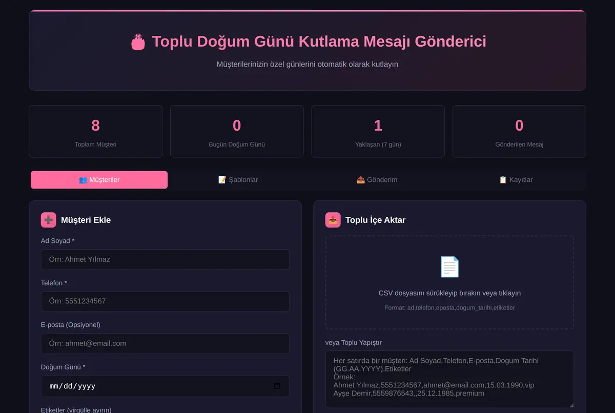 Toplu Doğum Günü Kutlama Mesajı Gönderici ekran görüntüsü 2