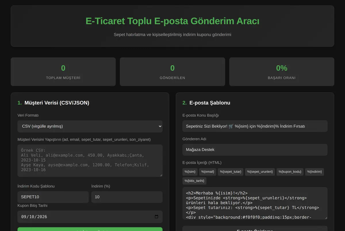 E-Ticaret Toplu E-posta Gönderim Aracı ekran görüntüsü 2